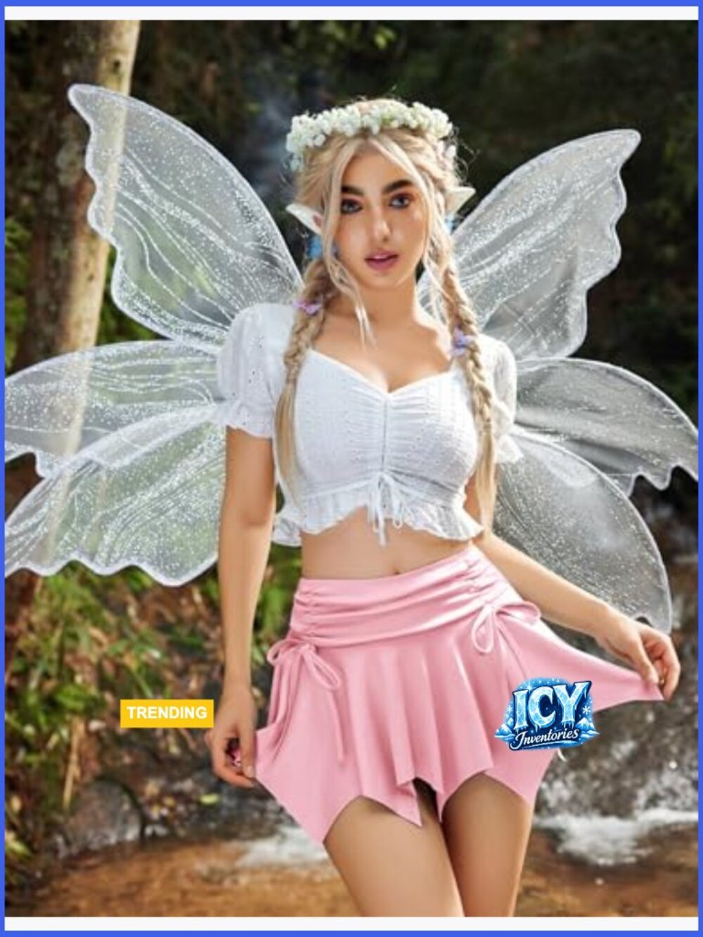 Polyester Spandex Mini Skirt with Drawstring Ruched Bow Asymmetrical Hem - Picture 2 of 7